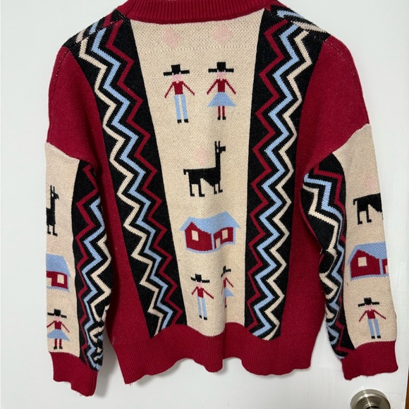 Peruvian Red Patterned Sweater - Picture 5 of 7